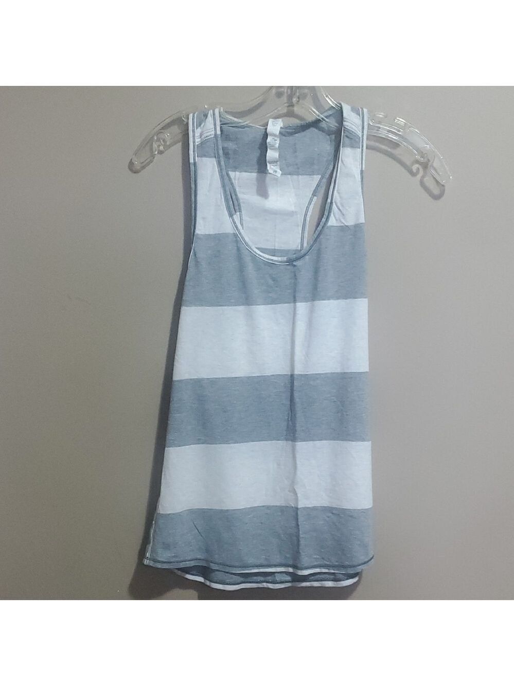 Lululemon Athletica Gray and White Racerback  Striped Tank Top Size 6